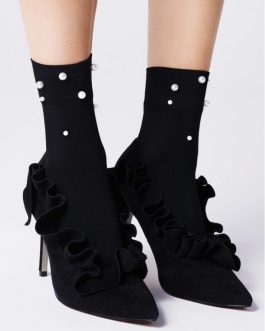 Perline moteriškos trumpos juodos kojinaitės