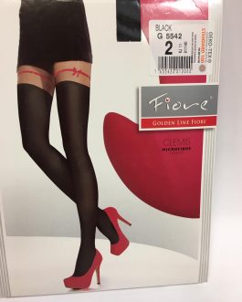 fiore clemis moteriškos pėdkelnės kaip kojinių imitacija 20/60 den juodos,su raudona juostele